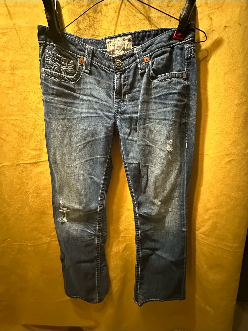 Big Star Women's Flare Jeans - Medium Blue Wash with Distressing